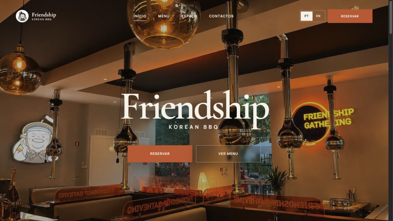 Friendship Korean BBQ restaurant website preview