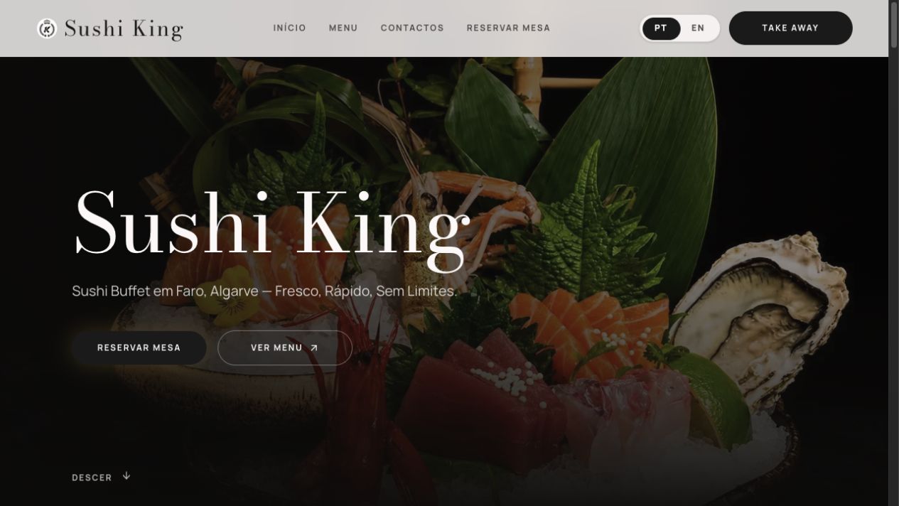 Sushi King restaurant website preview