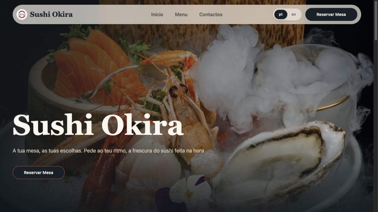 Sushi Okira restaurant website preview