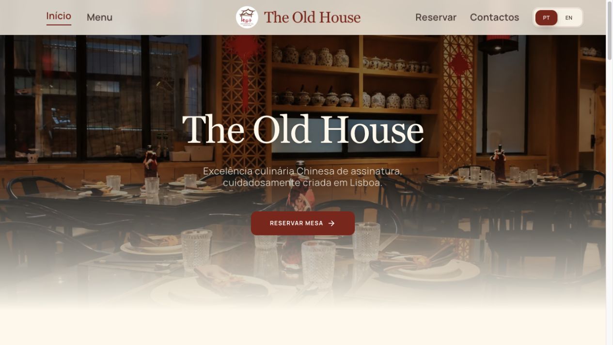 The Old House restaurant website preview